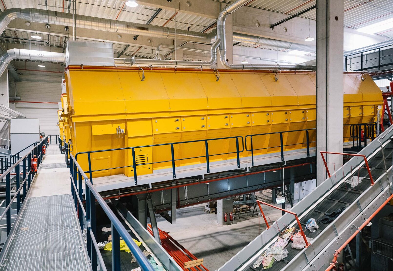 Siebtrommel in
einer Recyclinganlage: SmartFit® Sprinkler ermöglichen gezielten Brandschutz für leicht entzündliche Materialien wie Abfälle.